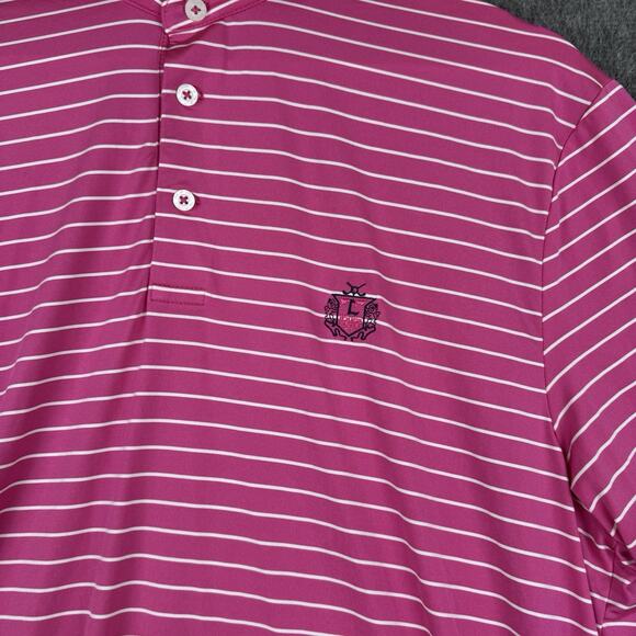 Ralph Lauren RLX Polo Shirt Mens M Pink Striped Golf Performance Athletic Active - Picture 2 of 7